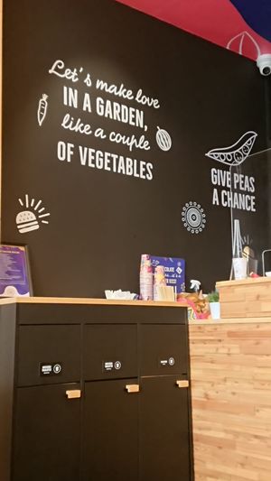vegan statements  at Flower Burger in Amsterdam