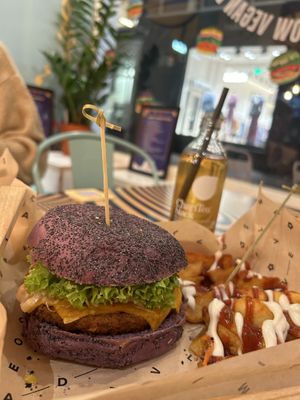 Flower burger and Patatas buenas  at Flower Burger in Amsterdam