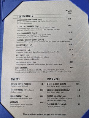 Menu 1 at Boston Brewing Co in Victoria Park
