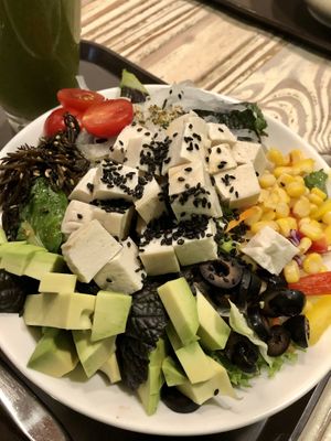 Tofu salad (before mixing) at Coco Beans in Seoul