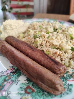 Cuscús, con salchichas que hacen ellos, sin químicos de ningún tipo, todo natural y artesano. at La Vermuteria in Solsona