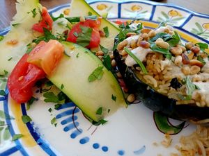 Carbassó farcit d'arròs amb salsa de pinyons at La Vermuteria in Solsona