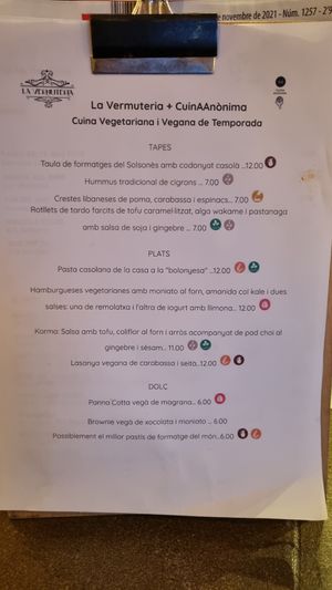 La Carta at La Vermuteria in Solsona