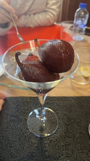 wine-cooked pears  at La Vermuteria in Solsona