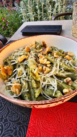 Pasta pesto at La Vermuteria in Solsona