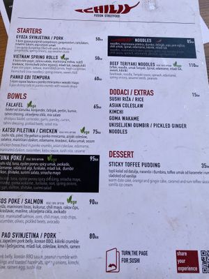 Menu   at Chilli Fusion Streetfood in Porec