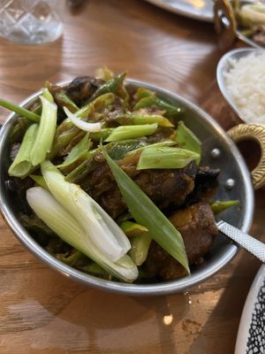 Asparagus and mushroom curry  at Dabbawal in Newcastle Upon Tyne