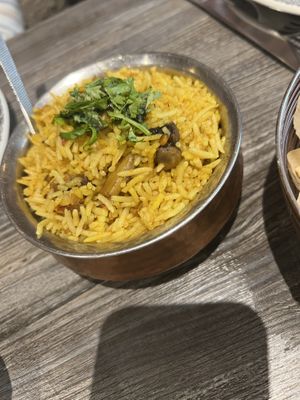 Mushroom pulao  at Dabbawal in Newcastle Upon Tyne