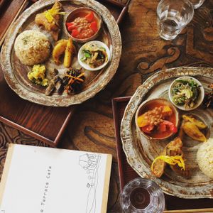 lunch set-- all vegan at Rice Terrace Cafe in Isumi