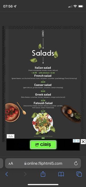 Menu at Juno Coffee & Kitchen House in Gaziantep