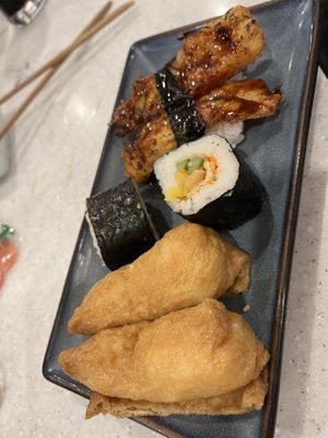 Inari, veg sushi and veg tempura Ingiri   at J Shinsen Express in Indooroopilly