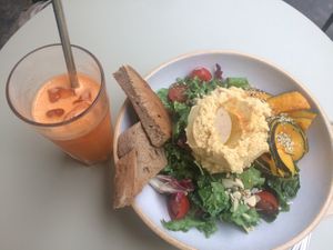 Yummy salad and carrot juice! at Plant Cafe & Kitchen - Yeonnam in Seoul