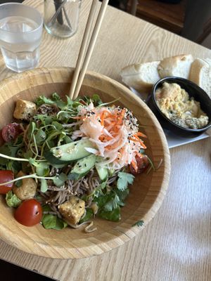 Soba noodle salad and hummus  at Plant Cafe & Kitchen - Yeonnam in Seoul