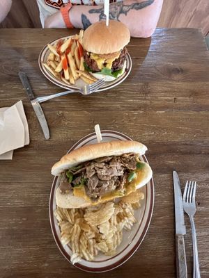 Philly cheesesteak and chilli cheeseburger   at Plant Cafe & Kitchen - Yeonnam in Seoul