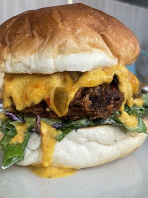 New vegan chicken burger. The sauce was pretty nice too  at Plant Cafe & Kitchen - Yeonnam in Seoul