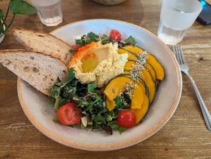 Hummus and squash salad at Plant Cafe & Kitchen - Yeonnam in Seoul