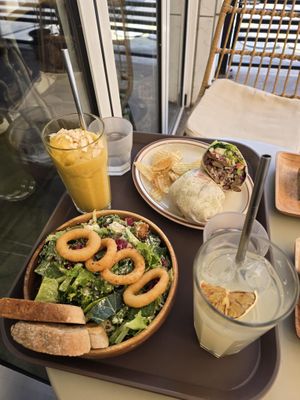 Steak and beans wrap, ceaser salad, mango smoothie at Plant Cafe & Kitchen - Yeonnam in Seoul