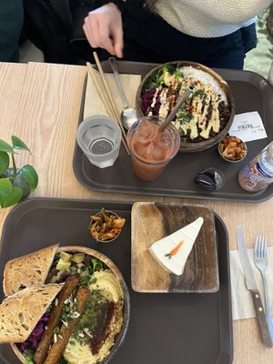 Lentilbowl, Temphe and hummus bowl, and carrot cake  at Plant Cafe & Kitchen - Yeonnam in Seoul
