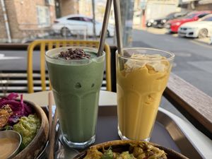 Power green smoothie and tropical mango smoothie   at Plant Cafe & Kitchen - Yeonnam in Seoul