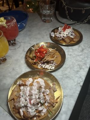 Jackfruit taco, fried avocado taco, vegan chicken taco  at Tu Madre in West Hollywood