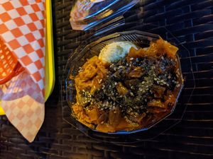 Miss Houmous (hummus, kimchi, secret soy sauce, za'atar) at GangNam Falafel in Paris