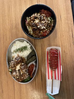 Table (bowl, bento, corn dog)  at GangNam Falafel in Paris