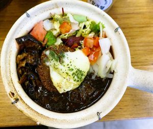Black curry bowl at GangNam Falafel in Paris