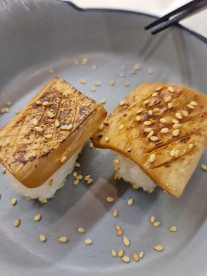 Kind oyster Mushroom sushi ~ 7/10/21 at Saute Sushi 素特•素司 in Central Singapore