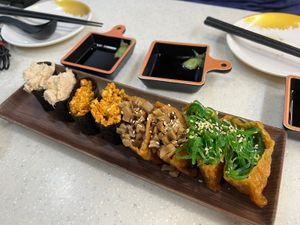 Otah , tuna, mushroom inari   at Saute Sushi 素特•素司 in Central Singapore