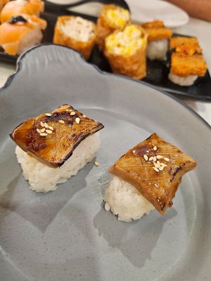 Oyster Mushroom sushi ~ 6/9/23 at Saute Sushi 素特•素司 in Central Singapore