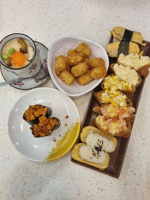 Chawamushi, hashbrown balls, inari sushi etc at Saute Sushi 素特•素司 in Central Singapore