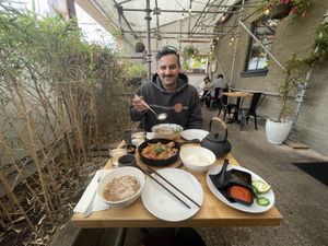 Eggplant in the middle and pho in the bowl!   at Ba Sa in Bainbridge Island