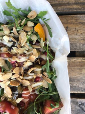 Herby bulgur, tomato & aubergine salad (vg) at Breid Bakers in East London