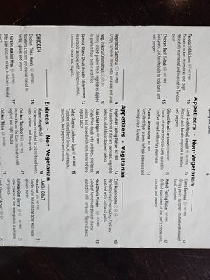 Menu at Paani Pure in Sudbury