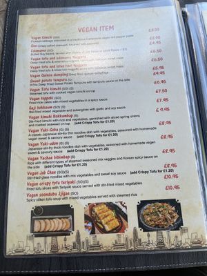  Vegan menu   at Korean BBQ House- Barbican in London