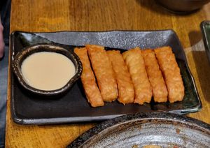 Tempeh starter with spicy vegan mayo at Korean BBQ House- Barbican in London