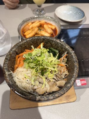 tteokbokki and vegan bibimbap   at Korean BBQ House- Barbican in London
