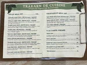 Menu  at Trakarn De Cuisine in Chiang Mai