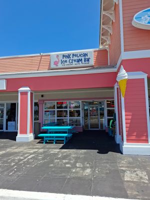 Outside at Pink Pelican Ice Cream Bar in Panama City Beach