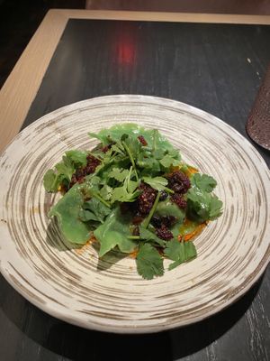 Spinach dumplings with mild chilli oil   at PLANTA Queen in New York City