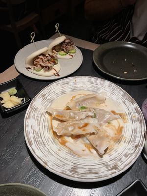 Bao Sliders and Potato Truffle Dumplings  at PLANTA Queen in New York City