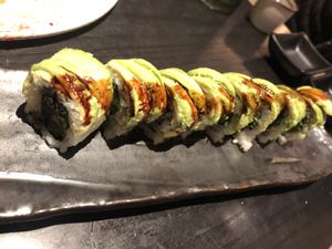 Broccoli tempura “dragon roll”   at PLANTA Queen in New York City