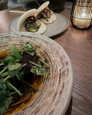 Bao Sliders, Spinach Shitake Dumplings  at PLANTA Queen in New York City