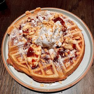 Banana Foster Waffles  at PLANTA Queen in New York City