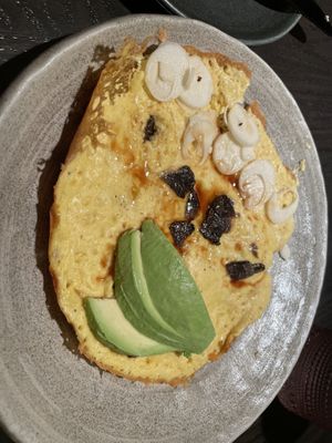 Just Egg truffles omelet  at PLANTA Queen in New York City