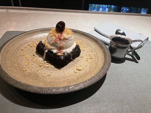 1/2 PINT SOFT SERVE Brownie Chocolate sauce magic at PLANTA Queen in New York City