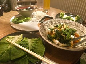 Both dishes together (half eaten!)  at PLANTA Queen in New York City