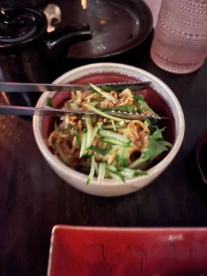 Spicy peanut noodles  at PLANTA Queen in New York City