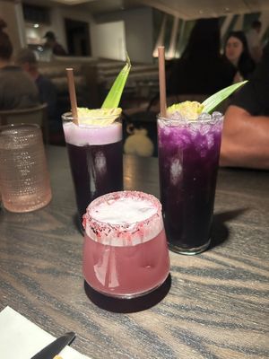 Lych please (front) with alcoholic & virgin cosmic colada (back) at PLANTA Queen in New York City