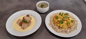 Vegan dukátové buchtičky, indické curry at Jídelna U tří Vegetariánů in Usti Nad Orlici